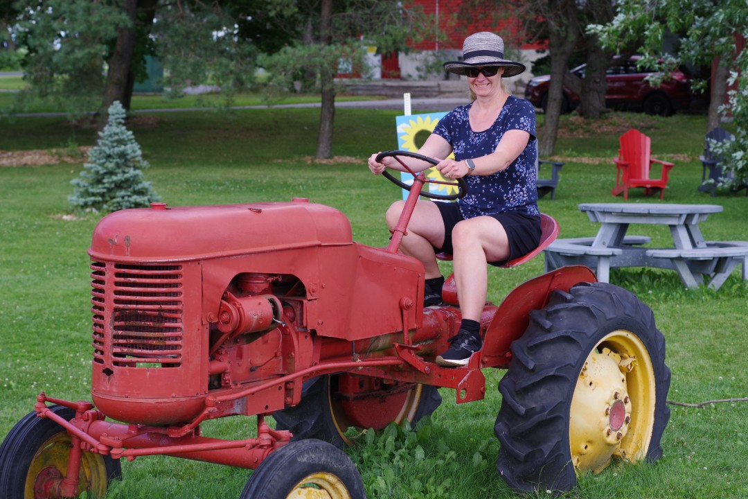 On a tractor